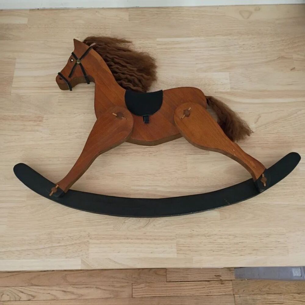 Large 15 x 22.5 Vintage Wooden Rocking Horse Wall Hanging Decor
